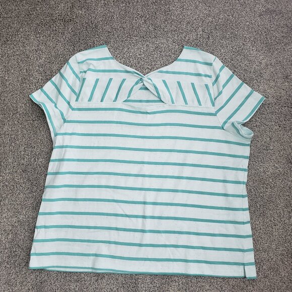 ***Women’s Talbots Plus Size 3X P Green  Striped Cotton Blend Blouse*** - Picture 2 of 9